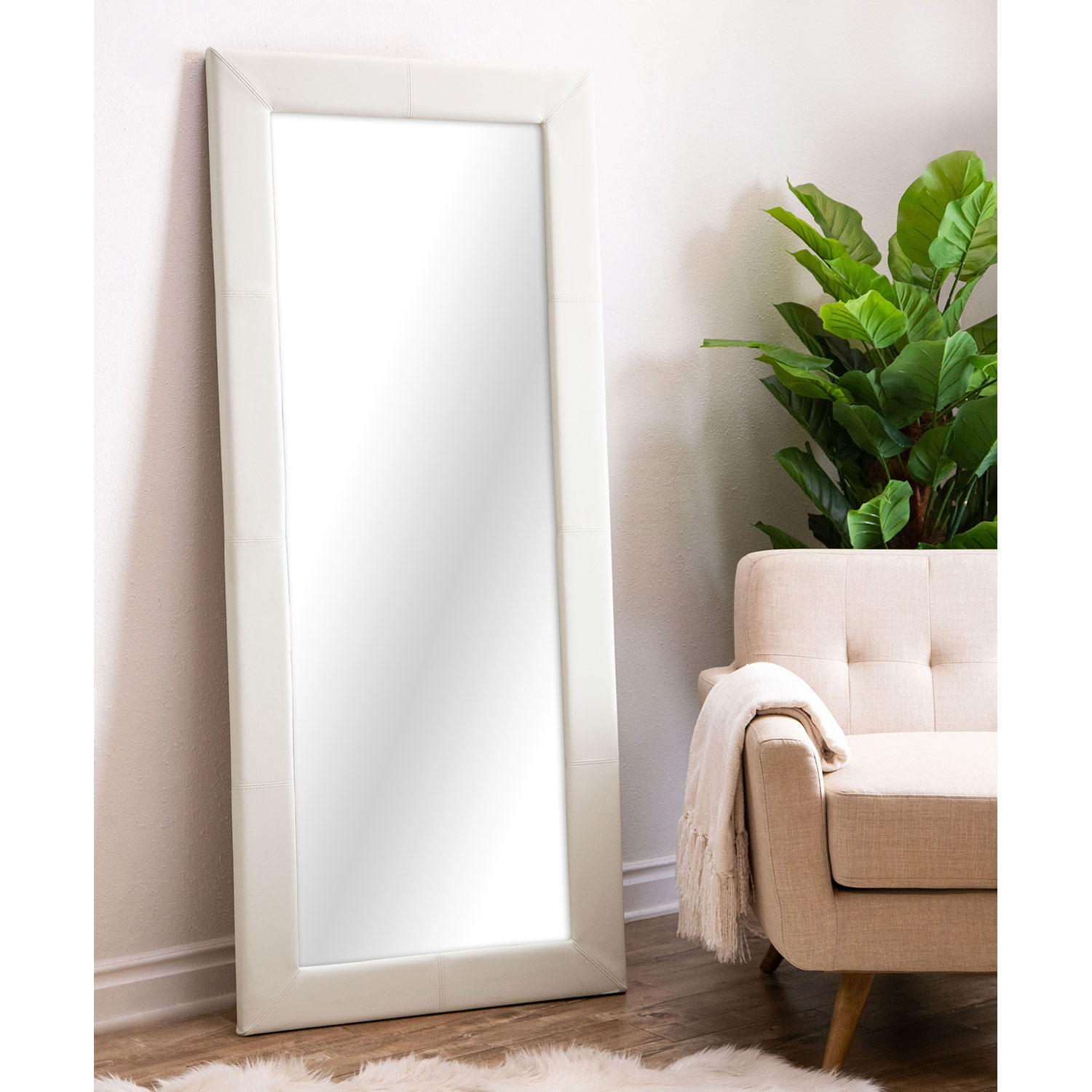 Emma Full-Length Floor Mirror with Leather Frame