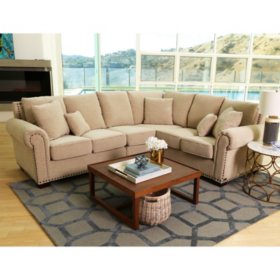 Alexandra Upholstered Sectional Sofa Beige Sam S Club