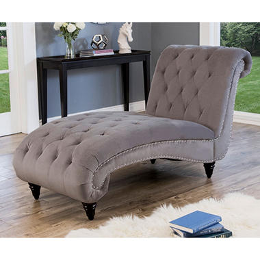 Tiffany Grey Velvet Chaise