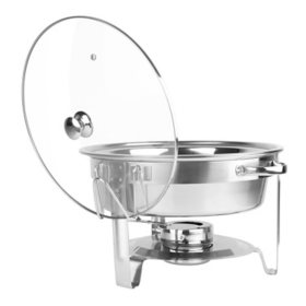 5 Qt. Stainless Steel Round Chafer with Glass Lid