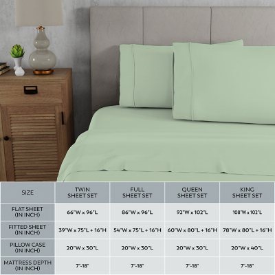 Purity Home White King Sheet Set Sustainable - Earth Friendly outlet Sheet color SAGE