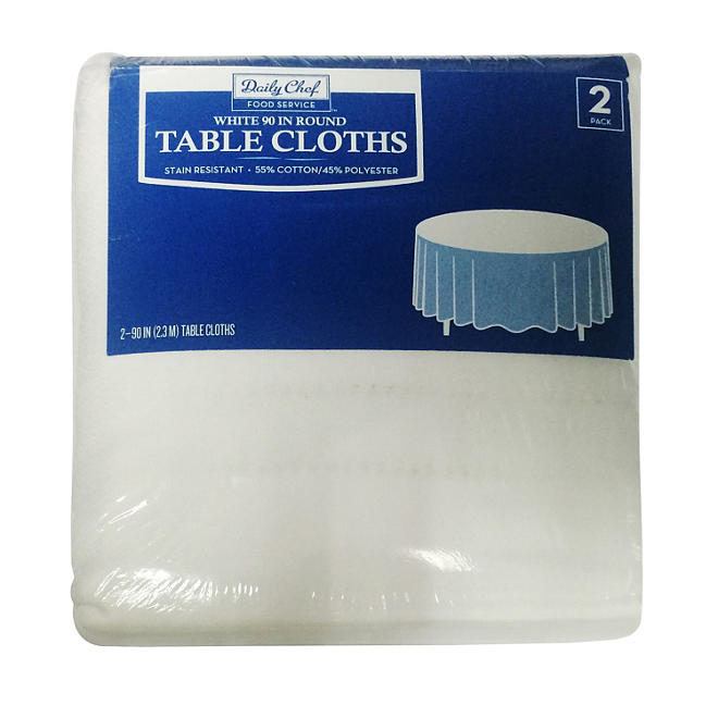 Daily Chef Round Tablecloth, White (90" , 2pk.)