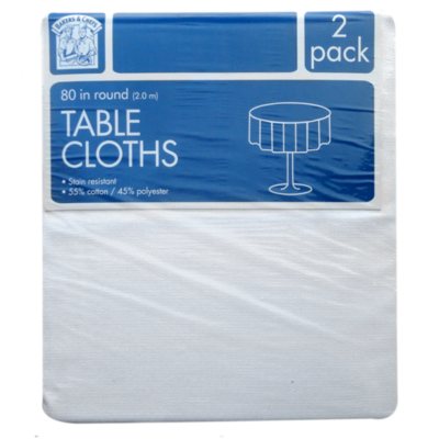 Bakers & Chefs Round Tablecloth - White - 80