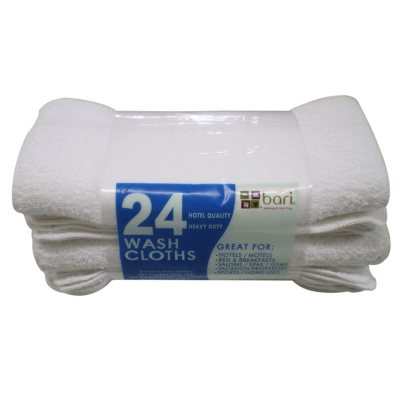 Cotton Terry Washcloths 12x12 New White