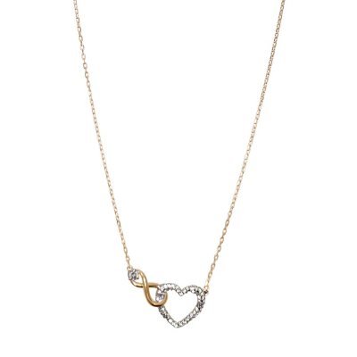 Swarovski Round Cut White Crystal Infiniti & Heart Hyperbola Pendant Necklace