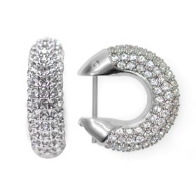 Swarovski Round Cut White Crystal Dextera Hoop Earrings