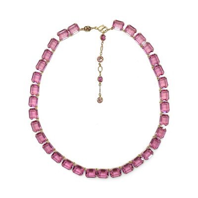 Swarovski Pink Crystal Octagon Cut Millenia Tennis Necklace