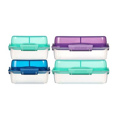 Sistema Lunch Stack to Go, Stackable Lunch Containers, 4-Pack