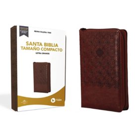 RVR60 Santa Biblia Compacta Letra Grande, Cafetería Cuero Suave
