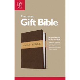 Premium Gift Bible NLT, TuTone (Red Letter, LeatherLike, Dark Brown/Tan)