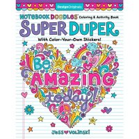 Notebook Doodles Super Duper Coloring & Activity Book : With Color-Your-Own Stickers. 