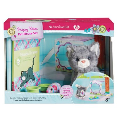 American girl gray store cat pet set