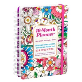 18-Month 2026 Coloring Planner, Spiral Bound