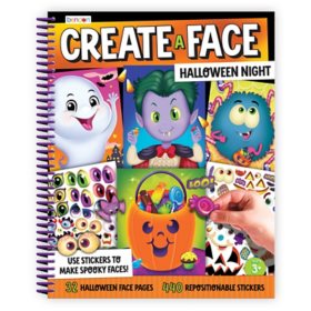 Bendon's Halloween Create-A-Face Sticker Activity Pad, Spiral Bound