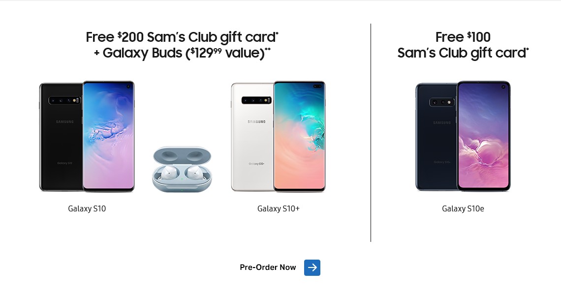 samsung galaxy s10 sam's club