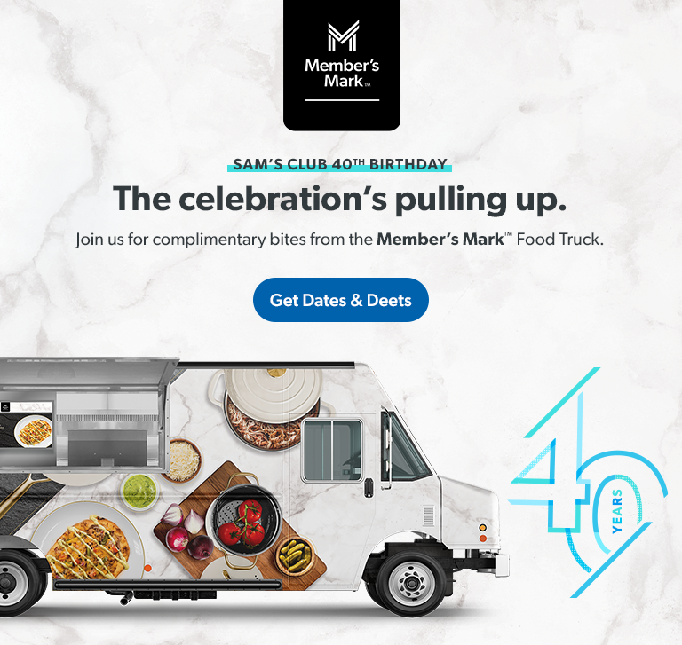 Sam’s Club is turning 40 and going on tour with the Member’s Mark Food Truck to clubs nationwide. Get dates and details. 