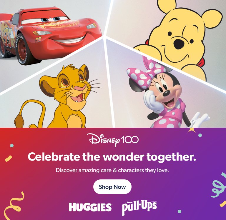 Celebrate 100 years of Disney with Huggies and Pull Ups featuring the characters they love. Shop all.
