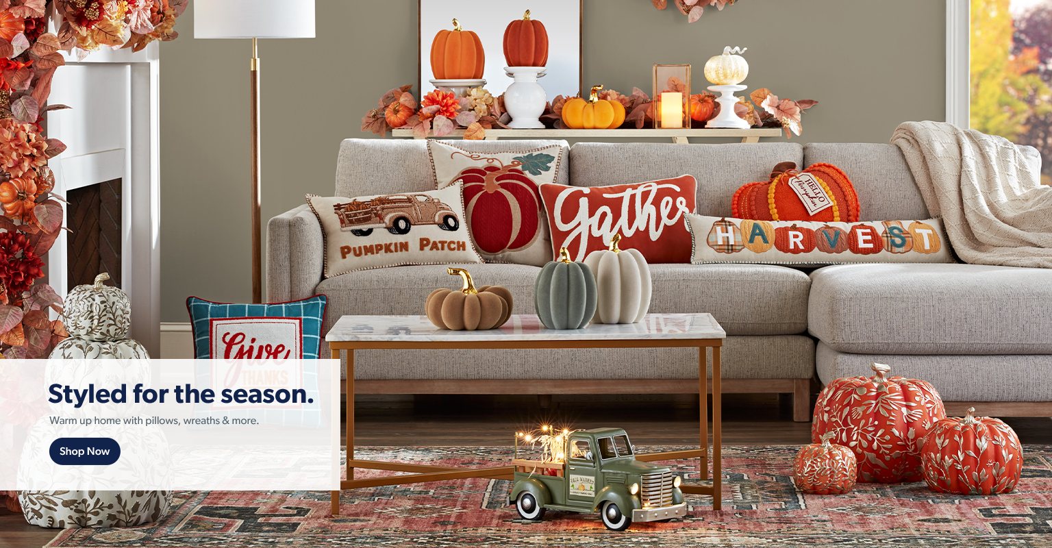 Style your home for the season with warm updates like pillows, wreaths and more. 
