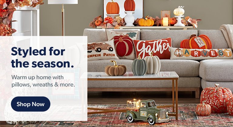 Style your home for the season with warm updates like pillows, wreaths and more. 