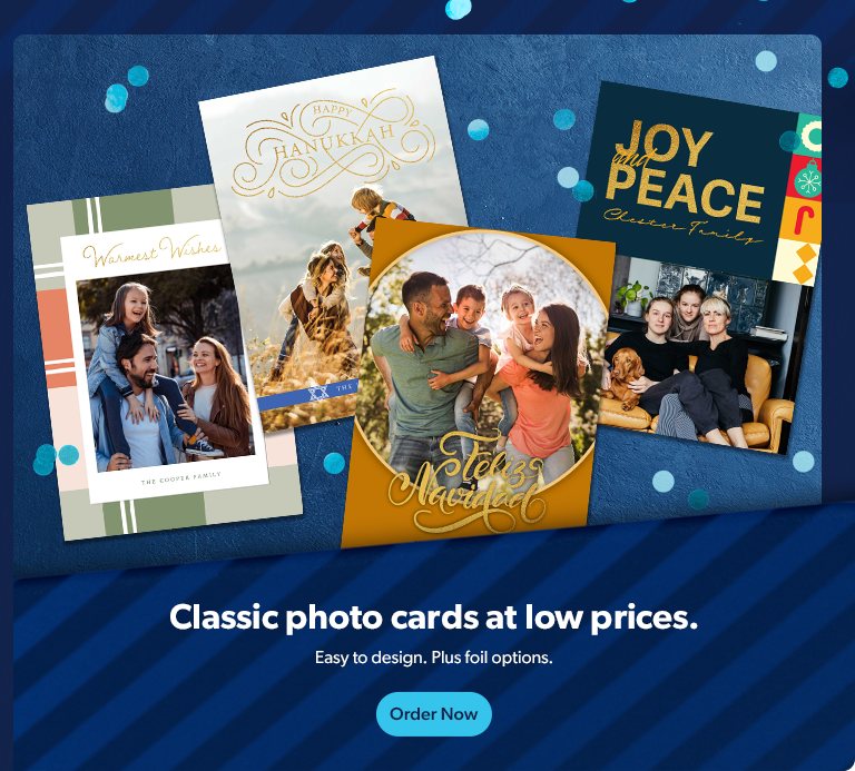 Get classic photo cards at low prices. Plus foil options. Order now.