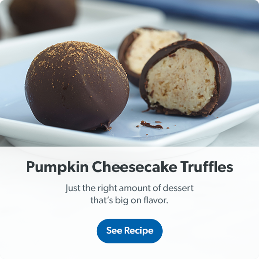 Pumpkin cheesecake truffles. See recipe. 