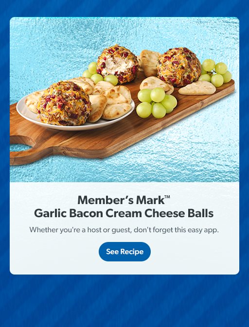 Member’s Mark garlic bacon cream cheese balls. See recipe. 