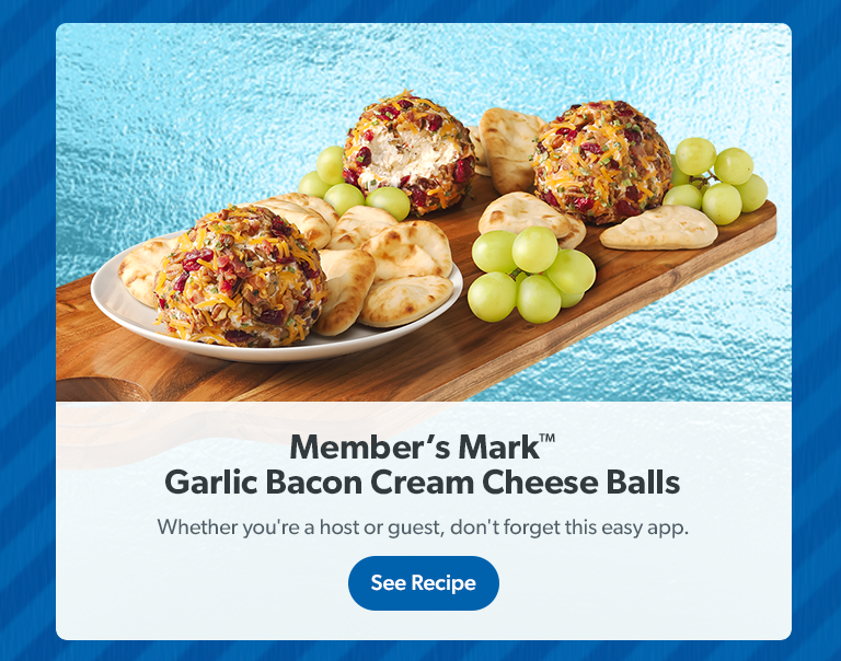 Member’s Mark garlic bacon cream cheese balls. See recipe. 