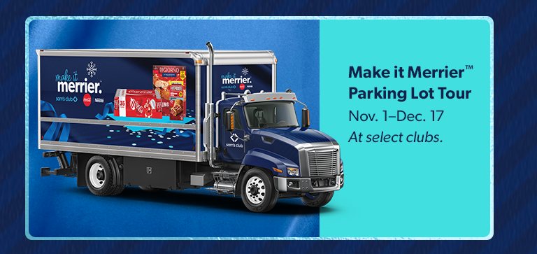 Make it Merrier Parking Lot Tour. November 1 through December 17. At select clubs.  