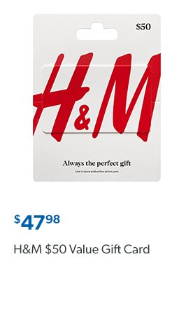 H and M 50 dollar Value Gift Card. 