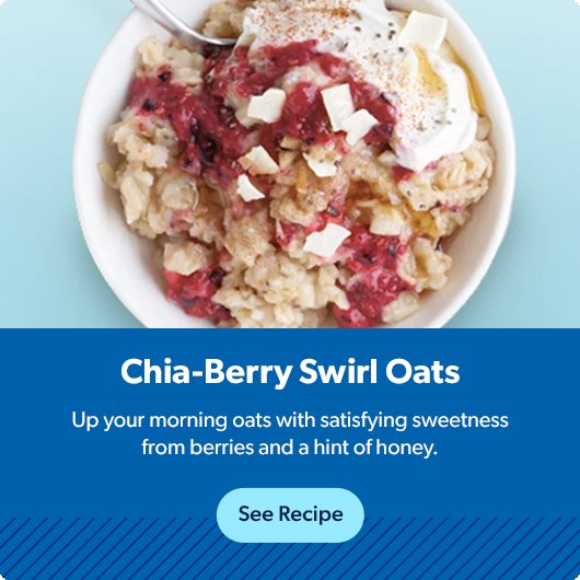 Chia Berry Swirl Oats provide satisfying sweetness from berries and a hint of honey.