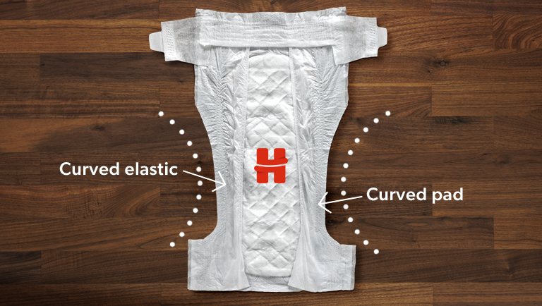 Huggies Little Movers are curved for outstanding leakage protection.