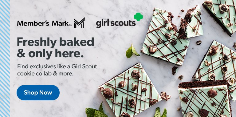 Find exclusives like freshly baked mint flavored brownies from the Girl Scouts and Member’s Mark Shop now.