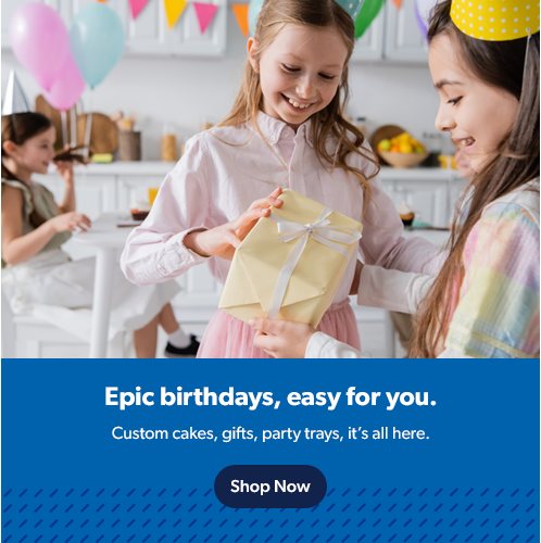 Epic birthdays make easy for you. Find custom cakes, gifts, party trays, it’s all here. Shop now.