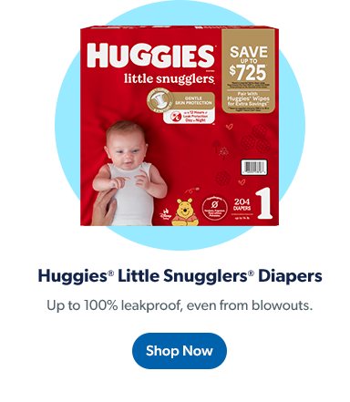 Huggies Little Snugglers Diapers are up to 100 percent leakproof, even from blowouts. Shop now.