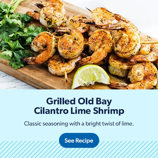 Grilled old bay cilantro lime shrimp has classic seasoning with a bright twist of lime. See recipe.
