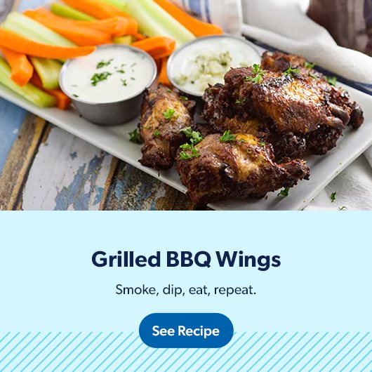 Grilled barbecue wings are ready to smoke, dip, eat, repeat. See recipe.