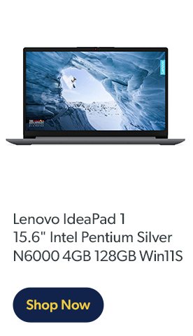 Lenovo IdeaPad 1 15.6 inch Intel Pentium Silver N6000 4GB 128GB Win11S
                            Shop Now