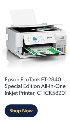 Epson EcoTank ET-2840 Special Edition All-in-One Inkjet Printer, C11CK58201
                            Shop Now