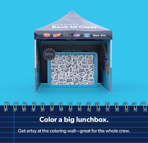 Grab your crew and get artsy at the coloring wall filling in a big lunchbox. 