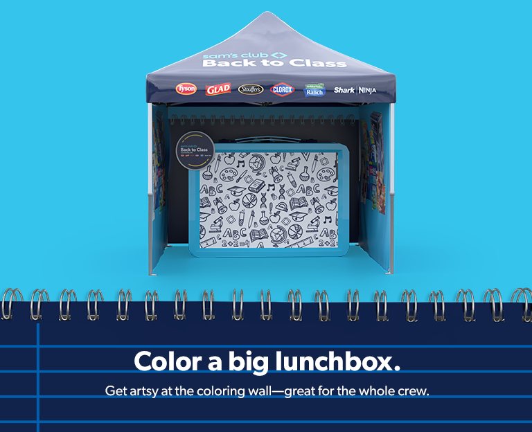 Grab your crew and get artsy at the coloring wall filling in a big lunchbox. 