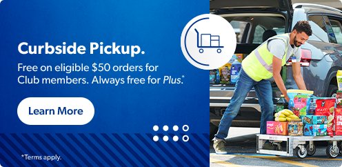 Let us load your car with Curbside Pickup. It’s free on eligible 50 dollar orders for Club members and always free for Plus.