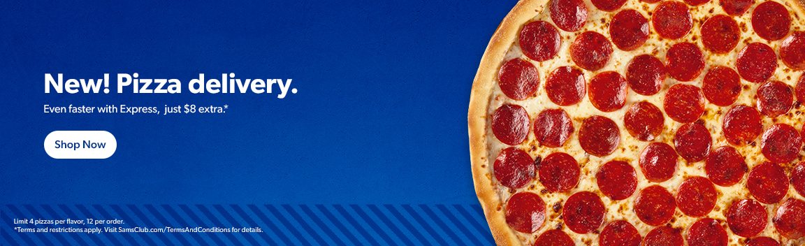 New, get hot pizza with Delivery or faster with Express, just 8 dollars extra. Limits, terms and restrictions apply.